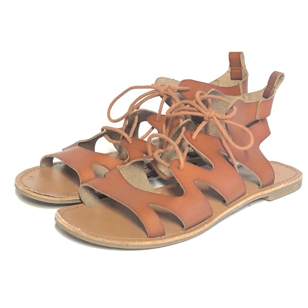 GAP Brown Leather Gladiator Lace Up Flat Sandals - Women’s Size 9